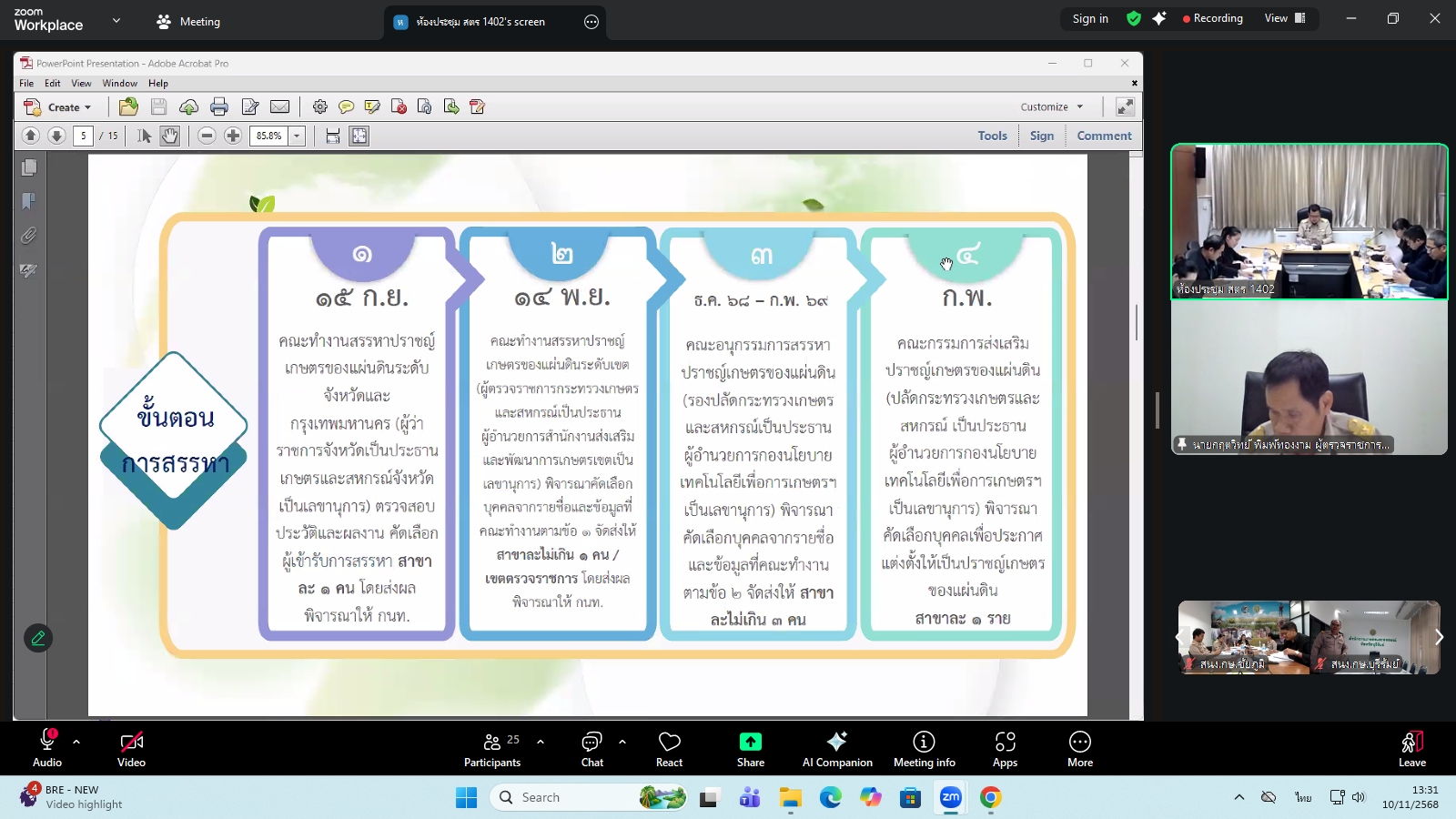 title - ผู้ตรวจราชการ ส.ป.ก. ร่วมประชุมคณะทำงานสรรหาปราชญ์เกษตรของแผ่นดินระดับเขต ประจำปี 2569 เขตตรวจราชการที่ 13 ผ่านระบบประชุมทางไกลออนไลน์ โดย Application Zoom Meeting